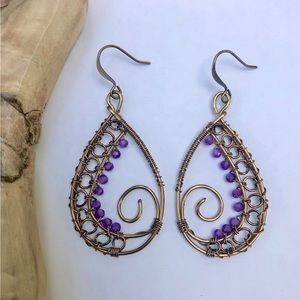 Wire-Wrapped Amethyst Earrings